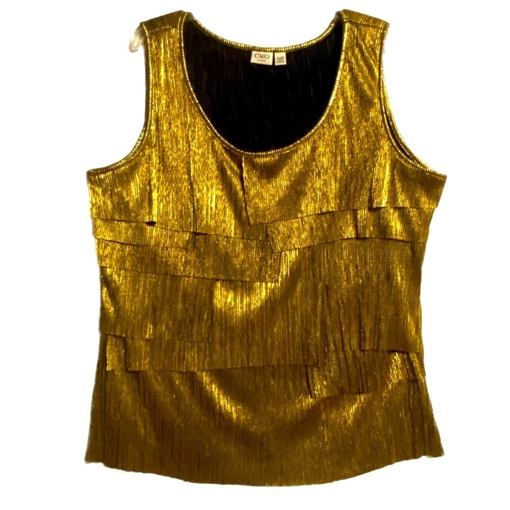 Gold Metallic Layered Tank Top Women 22/24W